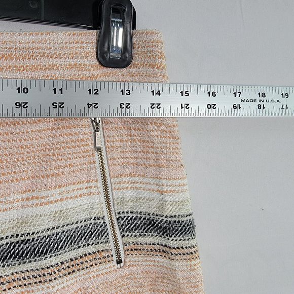 Ann Taylor Loft Pink Striped Lined Tweed Skirt Frayed Hem Zipper Women 2 - Picture 8 of 8